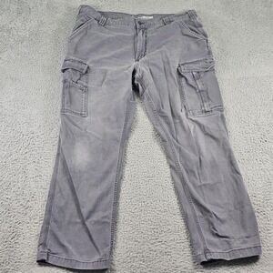 Carhartt Pants Mens 38x32 Gray Rugged Flex Relaxed Fit Canvas Cargo Work 103574
